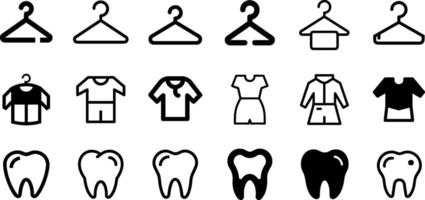 Hanger Clothe and Tooth Icon Set Lifestyle Essentials Collection vector