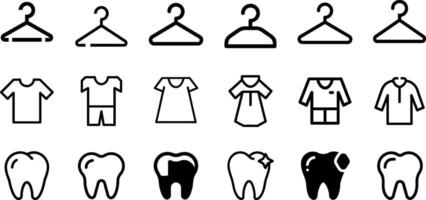 Minimalist Icons Hanger Clothe Tooth Design vector