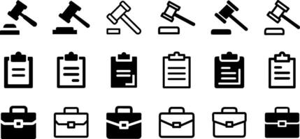 Professional Icons Judge Gavel Clipboard Briefcase Pack vector