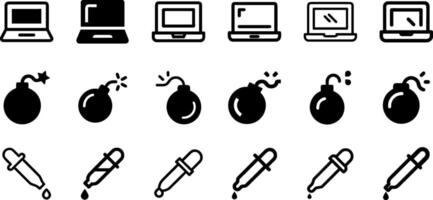Minimalist Utility Icons Laptop Bomb Dropper Design vector