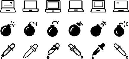 Creative Essentials Icon Set Laptop Bomb Dropper vector