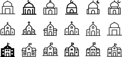 Minimalist Architecture Icons Mosque Church School Building Design vector