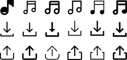 Share and Enjoy Icon Set Music Download Upload vector