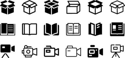 Versatile Icons Open Box Book Camera Pack vector