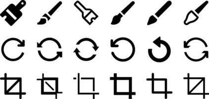 Paint Brush Reload and Crop Icon Set Creative Tools Collection vector