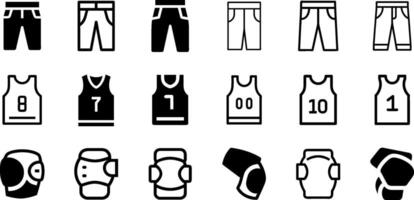 Minimalist Sportswear Icon Set Trousers Basketball Jersey and Kneepad vector