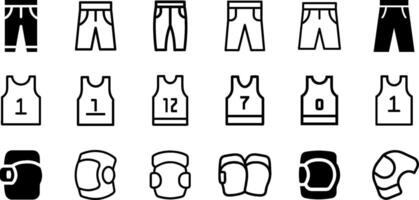 Trousers Basketball Jersey and Kneepad Icon Set Sports Apparel Collection vector