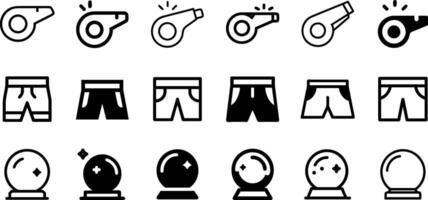 Flat Design Whistle Short Object and Magic Ball Icons vector