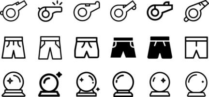 Whistle Short and Magic Ball Icon Set Minimalist Collection vector