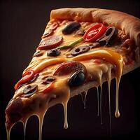 A Delicious Slice of Melted Cheese Pizza with Pepperoni Olives and Peppers photo