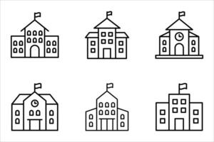 school building icon on white, vector