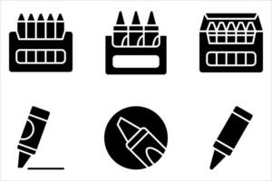 crayon icon set on white, vector