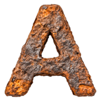 Rusty letter A made from textured metal with a rustic design element png