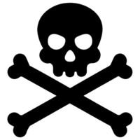 Crossbones and Skull Death Icon Silhouette Design Illustration for Warning and Danger Concepts vector