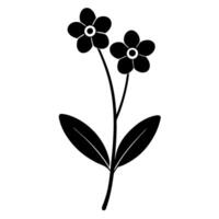 Minimalist Forget Me Not Silhouette Design for Floral Art and Branding vector