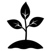 Silhouette of a Plant Growing from Soil Minimal Design vector