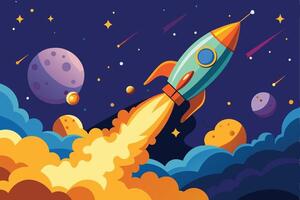 Astronaut Captivated by the Glory of Space Launch vector