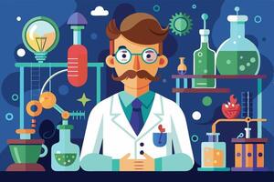 Scientist Conducting Experiments in a Laboratory with Microscopy Equipment vector