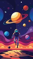 Astronaut Silhouette Floating Gracefully in Space s Vastness vector