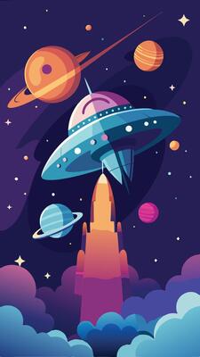Intriguing Silhouette of a Spaceship Soaring through the Vastness of Space