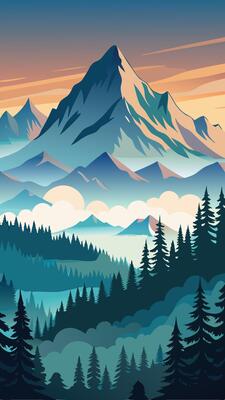 Ethereal Fog Enveloping Serene Pine Forests with Majestic Presence