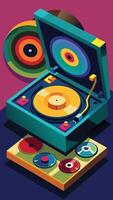 Nostalgic Illustration of a Vintage Turntable Player in Vibrant Colors vector