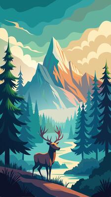 Majestic Elk Striding through Misty Woodland Clearing at Dawn