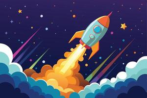 Majestic Rocket Launch Illuminating the Vast Expanse of Space vector