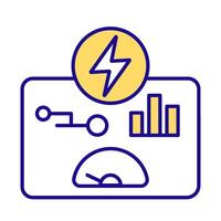 Energy monitoring RGB color icon. Statistical metrics, efficiency meter. Tracking, control. Technology, observation. Isolated illustration. Simple filled line drawing. Editable stroke vector