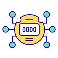 Smart power meter RGB color icon. Energy consumption monitoring, tracking. Technology, control. Numbers, digits. Isolated illustration. Simple filled line drawing. Editable stroke vector