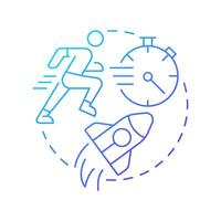 Hit ground running blue gradient concept icon. Time management, workflow organization. Round shape line illustration. Abstract idea. Graphic design. Easy to use in infographic, presentation vector