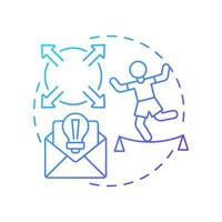 Envelope push blue gradient concept icon. Workflow process organization, management. Round shape line illustration. Abstract idea. Graphic design. Easy to use in infographic, presentation vector