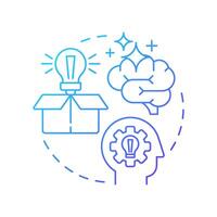 Think outside the box blue gradient concept icon. Innovative ideas, brainstorm. Creativity, inspiration. Round shape line illustration. Abstract idea. Graphic design. Easy to use in infographic vector