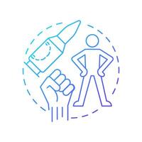 Bite the bullet blue gradient concept icon. Task management, decision making. Will power. Round shape line illustration. Abstract idea. Graphic design. Easy to use in infographic, presentation vector