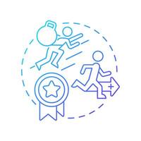 Go extra mile blue gradient concept icon. Additional efforts. Success, progress. Goal achieving. Round shape line illustration. Abstract idea. Graphic design. Easy to use in infographic, presentation vector