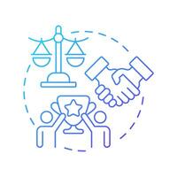 Win-win situation blue gradient concept icon. Success, achievement. Collaboration, teamwork. Round shape line illustration. Abstract idea. Graphic design. Easy to use in infographic, presentation vector