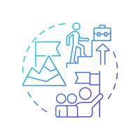 Climb corporate ladder blue gradient concept icon. Goal achieving, leadership. Company structure. Round shape line illustration. Abstract idea. Graphic design. Easy to use in infographic, presentation vector
