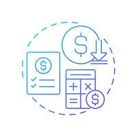 Bottom line blue gradient concept icon. Net profit. Income calculation. Task list, compliance. Round shape line illustration. Abstract idea. Graphic design. Easy to use in infographic, presentation vector