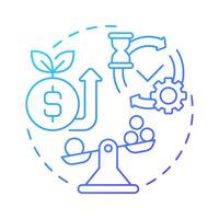 Less is more blue gradient concept icon. Scales wages. Minimalism, philosophy. Asset management. Round shape line illustration. Abstract idea. Graphic design. Easy to use in infographic vector
