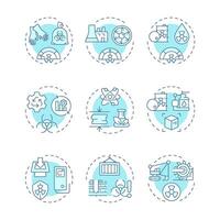 Nuclear waste management soft blue concept icons. Radioactive materials treatment techniques. Environment care. Icon pack. Round shape illustrations for presentation. Abstract idea vector