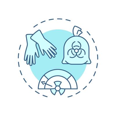 Low level waste soft blue concept icon. Minimal shielding for safe handling. Type of nuclear processed materials. Round shape line illustration. Abstract idea. Graphic design. Easy to use in booklet