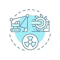 Uranium mining soft blue concept icon. Extracting ore from earth to serve raw material. Nuclear fuel cycle. Round shape line illustration. Abstract idea. Graphic design. Easy to use in booklet vector