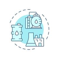 Fuel fabrication soft blue concept icon. Transform into uranium dioxide powder. Nuclear supplies cycle. Round shape line illustration. Abstract idea. Graphic design. Easy to use in article vector
