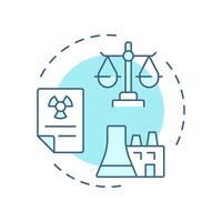 Nuclear law soft blue concept icon. Safe peaceful use of energy and materials. Legal regulation of industry. Round shape line illustration. Abstract idea. Graphic design. Easy to use in booklet vector