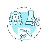 Nuclear engineering soft blue concept icon. Safety and efficiency of generated energy. Atomic science branch. Round shape line illustration. Abstract idea. Graphic design. Easy to use in article vector