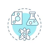 Nuclear science soft blue concept icon. Behavior, structure and interactions of atomic nuclei. Radioactivity. Round shape line illustration. Abstract idea. Graphic design. Easy to use in article vector