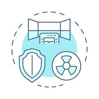 Shielding principle soft blue concept icon. Physical barriers to block and reduce hazard. Radiation exposure. Round shape line illustration. Abstract idea. Graphic design. Easy to use in booklet vector