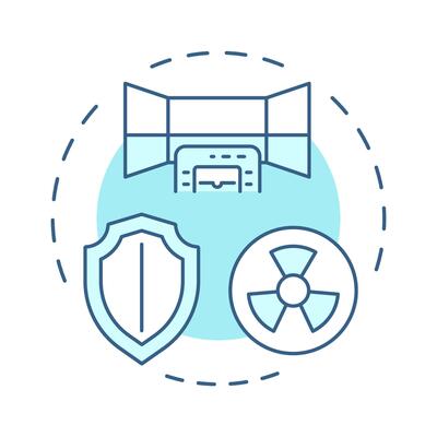 Shielding principle soft blue concept icon. Physical barriers to block and reduce hazard. Radiation exposure. Round shape line illustration. Abstract idea. Graphic design. Easy to use in booklet