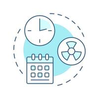 Time principle soft blue concept icon. Minimizing duration to low doze of hazard. Radiation exposure. Round shape line illustration. Abstract idea. Graphic design. Easy to use in booklet vector