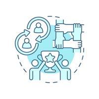 Positive interdependence soft blue concept icon. Competition success, trophy. Partnership, teamwork. Round shape line illustration. Abstract idea. Graphic design. Easy to use in infographic vector